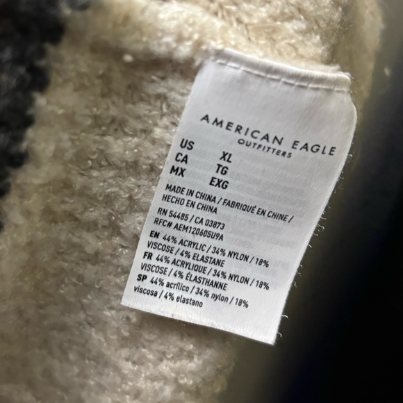 American Eagle Outfitters Cream and Brown Striped V-Neck Sweater - Picture 7 of 7